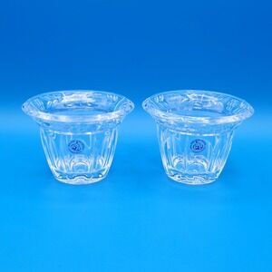 St George Crystal 24% Fine Lead Crystal Votive Candle Holders Set of 2 Floral